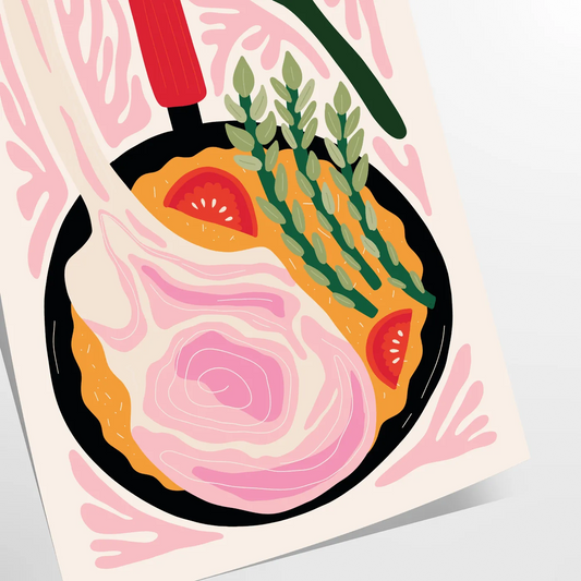 culinary space Kitchen 80s poster vibrant black orange hues wall art print charm decor unique artwork gift vintage enthusiasts available standalone